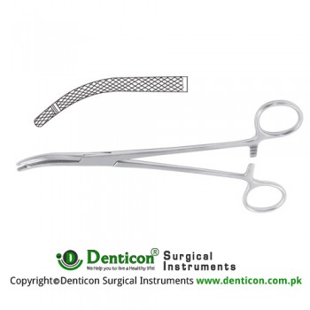 Heaney Hysterectomy Forcep Curved - 1 Tooth Stainless Steel, 24 cm - 9 1/2"
